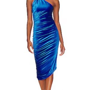 ALIX NYC Celeste Midi Dress  ( Electric Blue Ruched Dress )